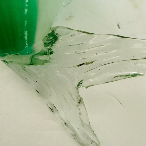 Vintage Murano Style Glass Fish Figurine Green Clear Hand Blown Sculpture Art - Picture 7 of 7